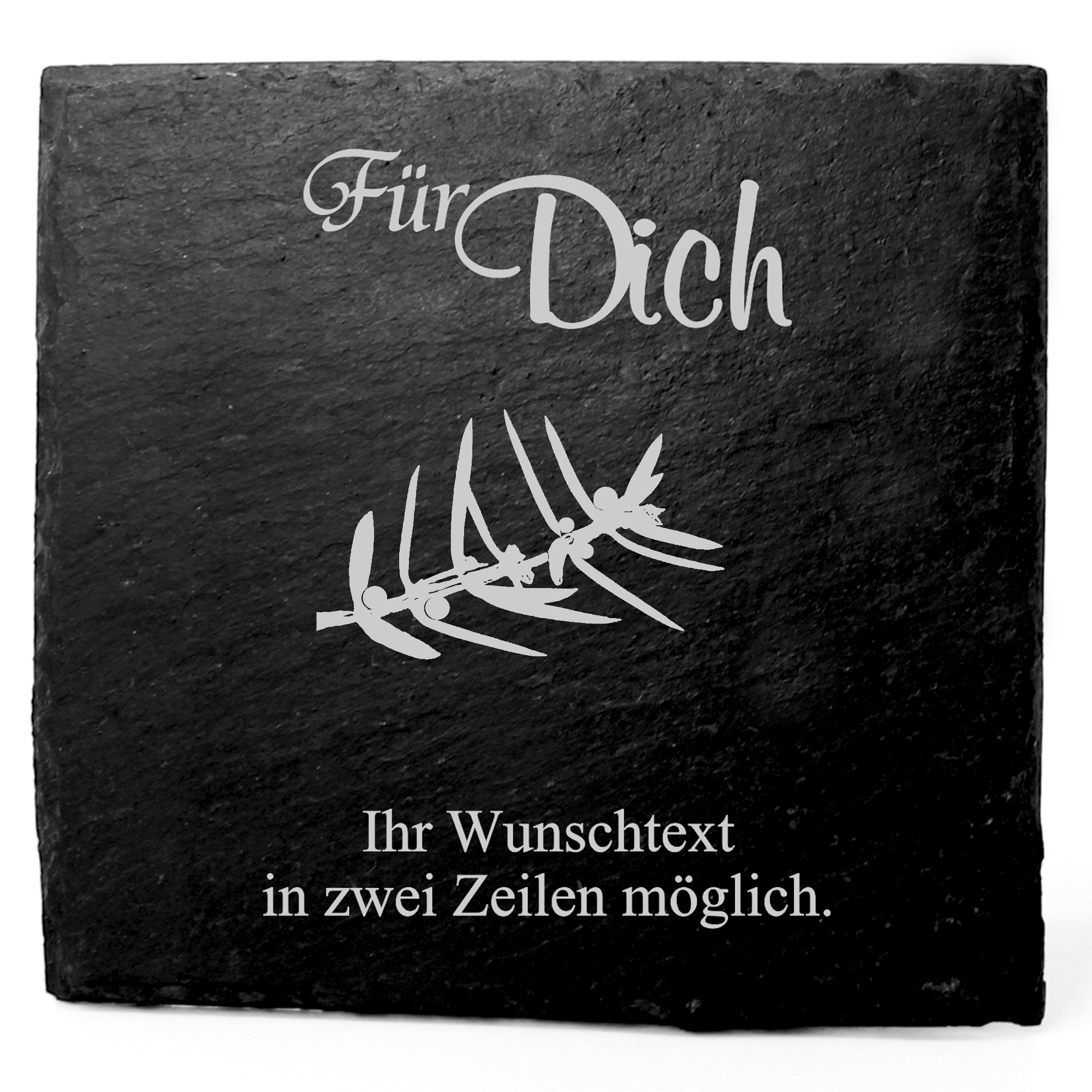 Deko Schiefer Untersetzer personalisiert Wacholderbeere - Für Dich - 11x11cm