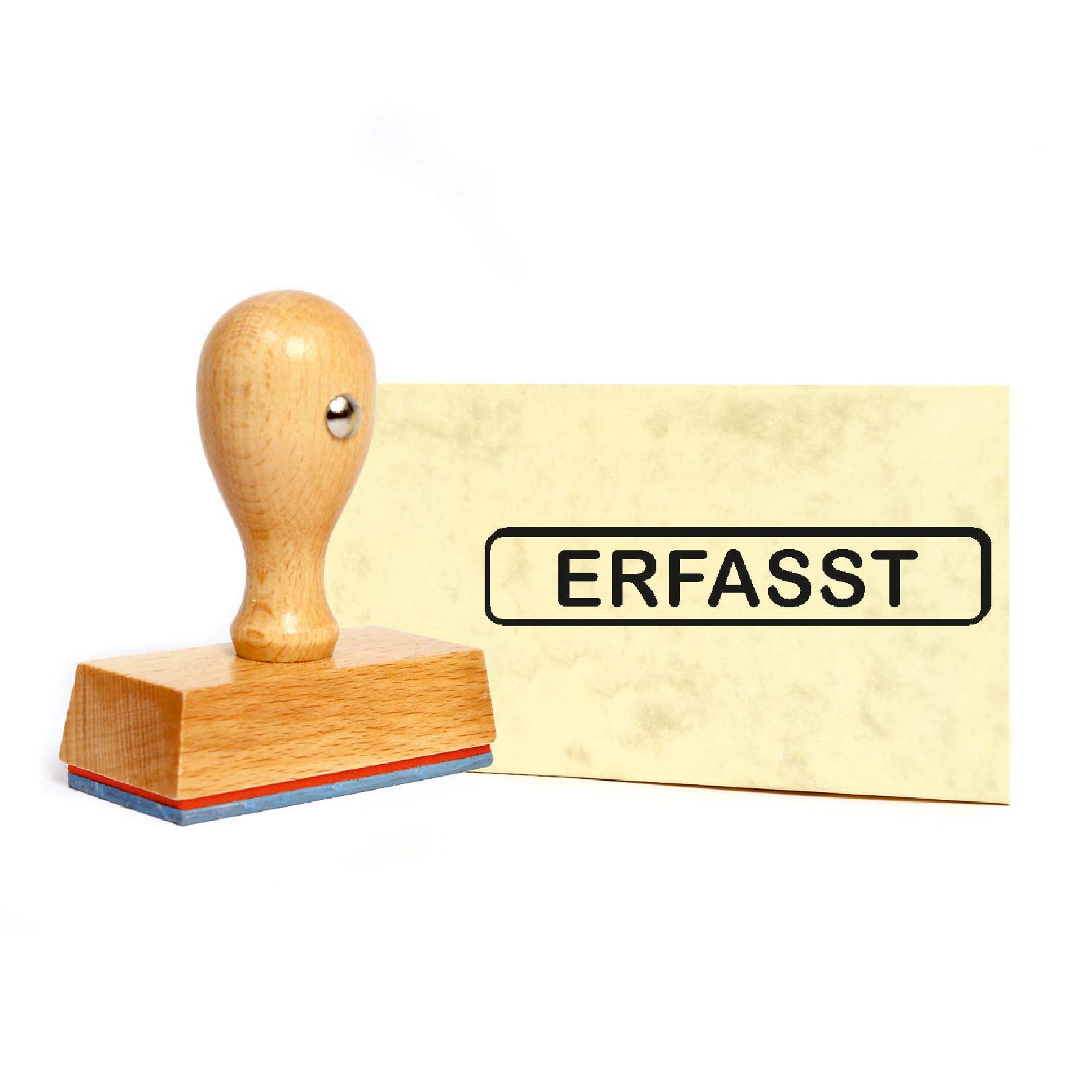 Stempel Erfasst - Holzstempel 49 x 9 mm