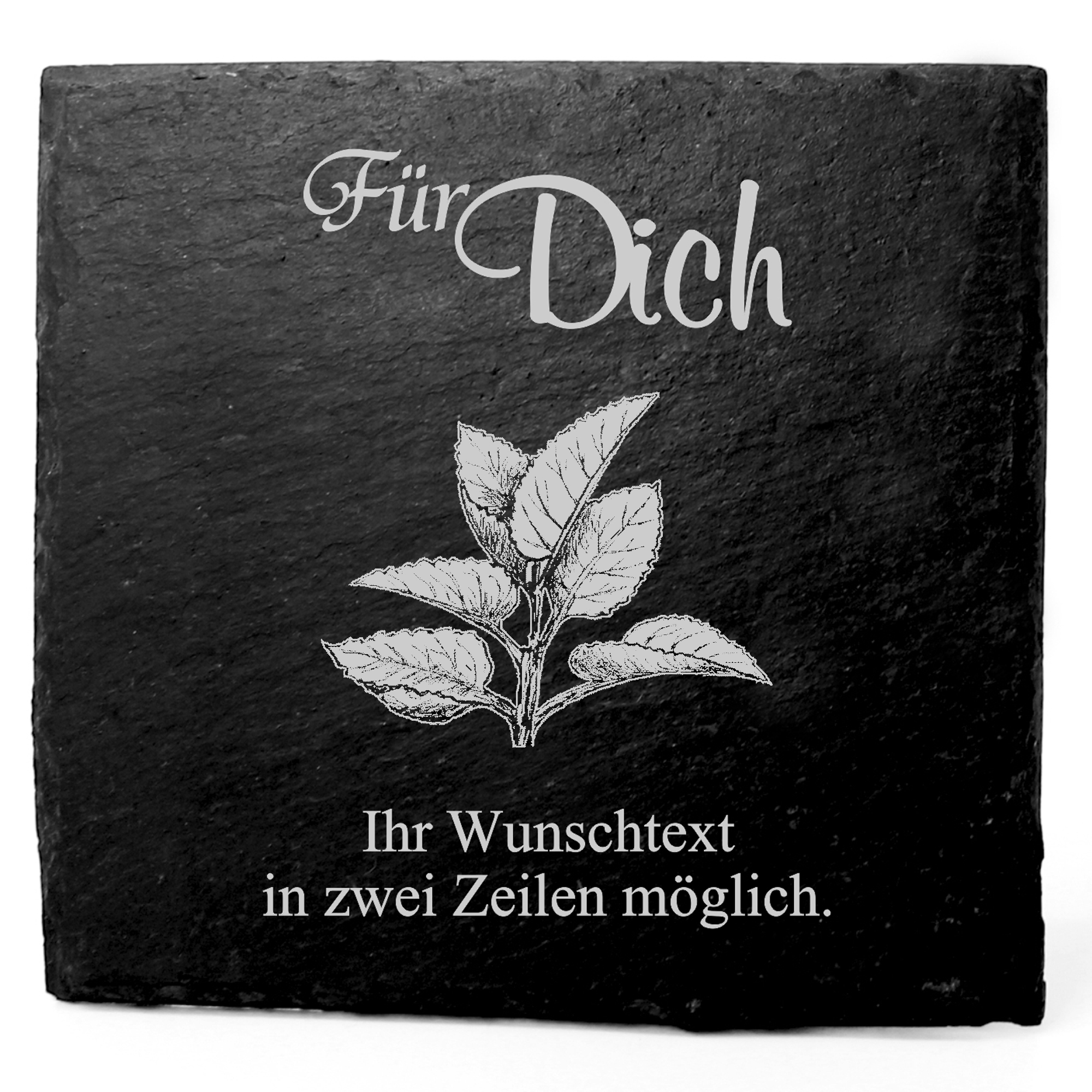 Deko Schiefer Untersetzer personalisiert Salbei - Für Dich - 11x11cm