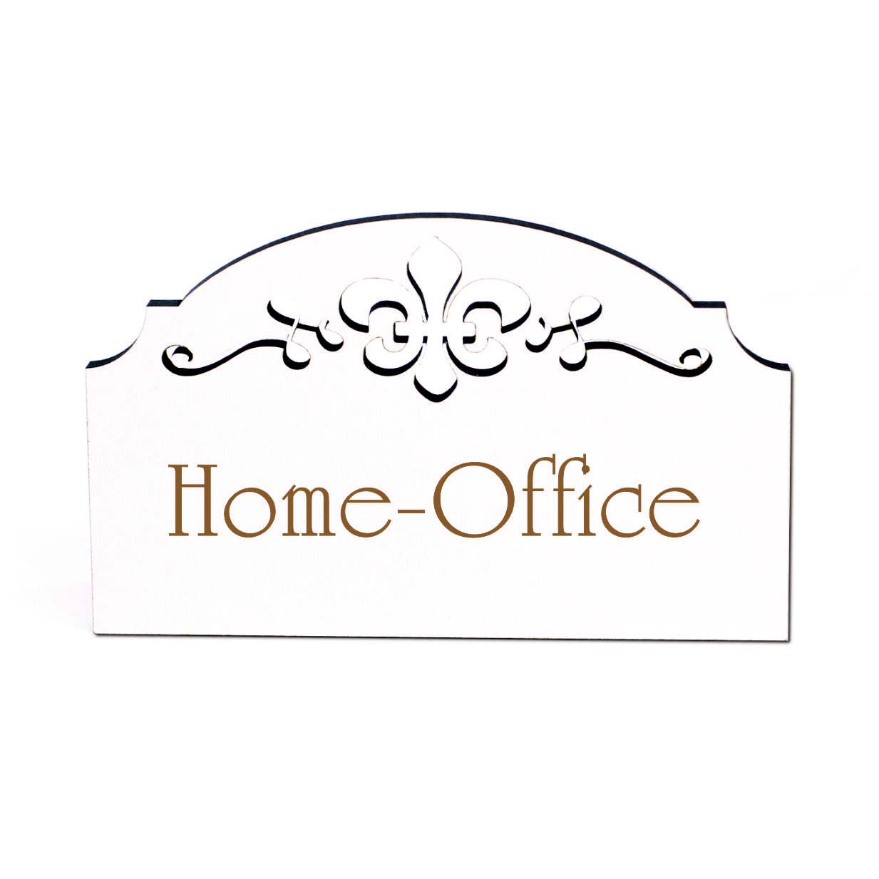 Home-Office Schild Holz Türschild graviert Ornamente selbstklebend Büro Türdeko 15,5 x 9,5 cm