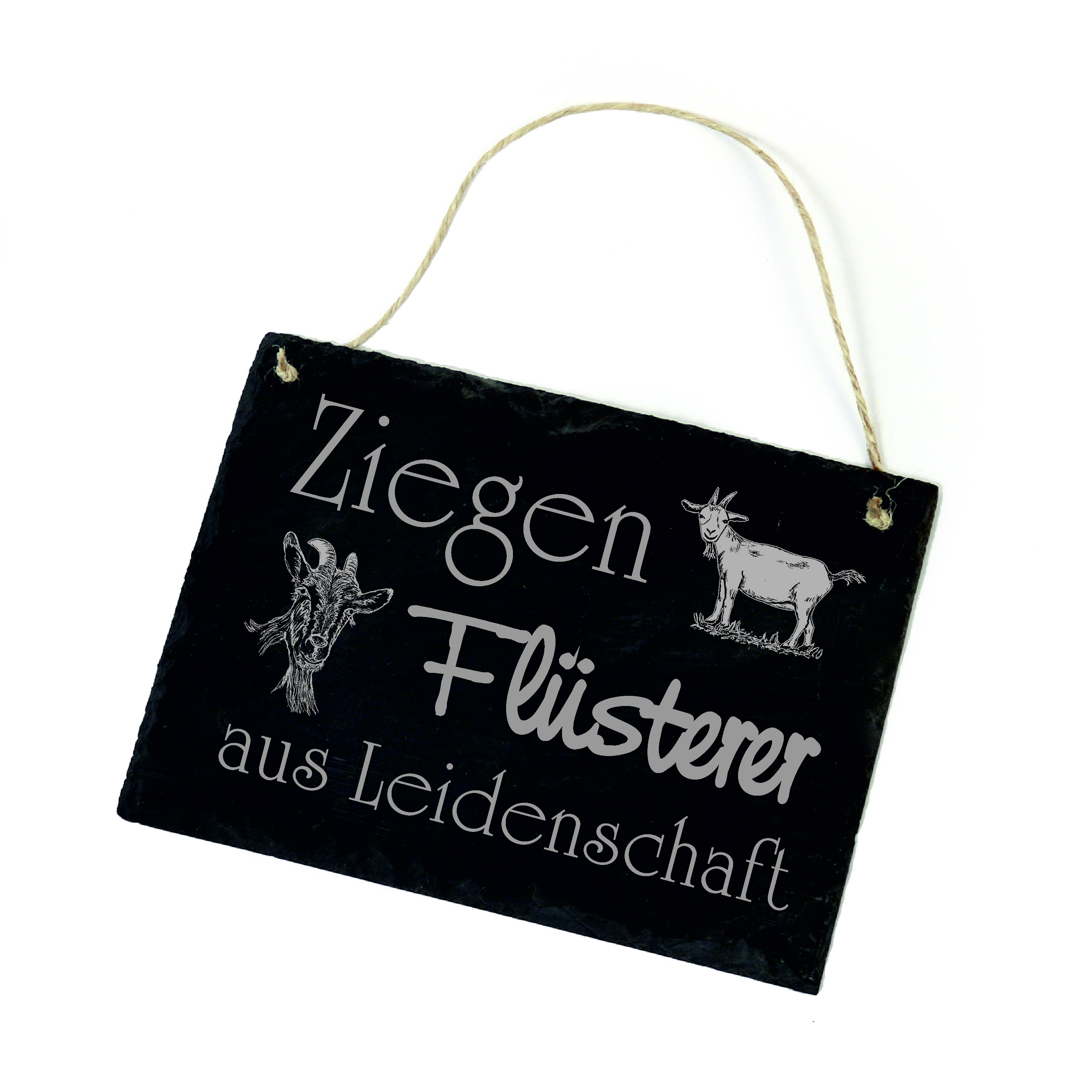 Ziegen Flüsterer aus Leidenschaft - Ziegenflüsterer Schild Schiefer Tiertherapeut Ziegenstall 22x16