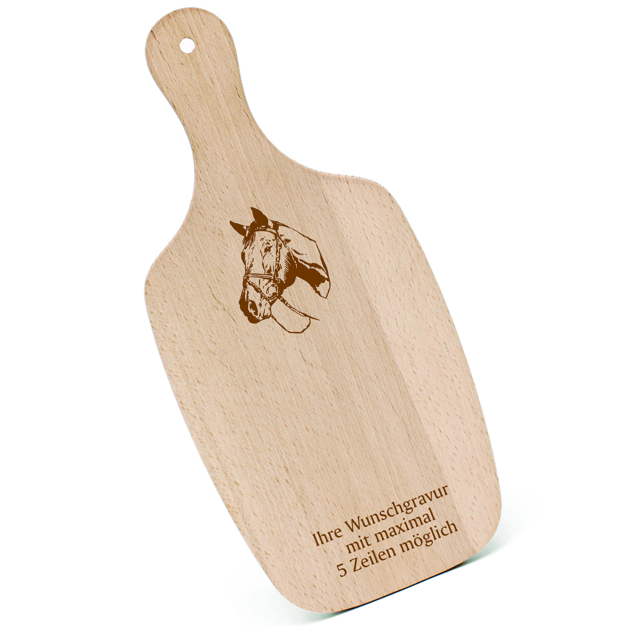 Schneidebrett Frühstücksbrettchen - American Quarter Horse Kopf - mit Griff 330x150mm