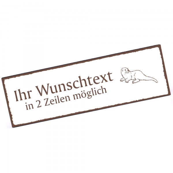 Türschild Otter Namensschild personalisiert mit Gravur - 150mm x 50mm - selbstklebend