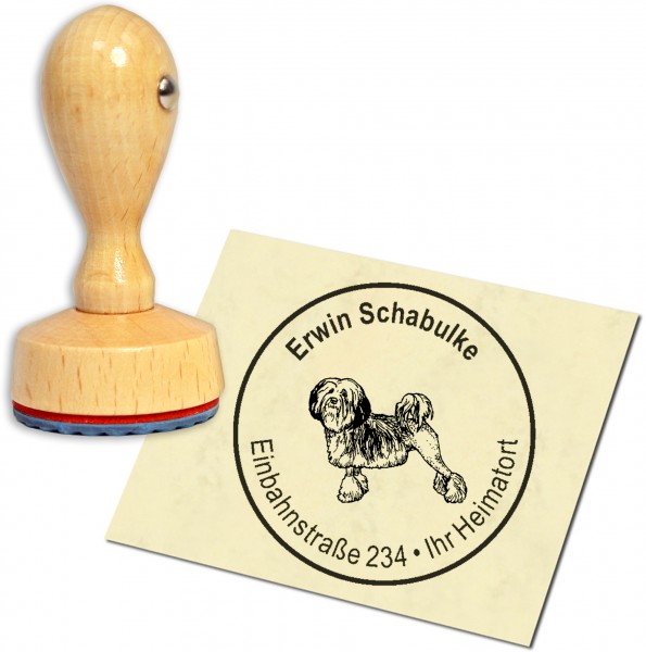 Stempel Adressstempel Holzstempel - Löwchen - rund 40mm