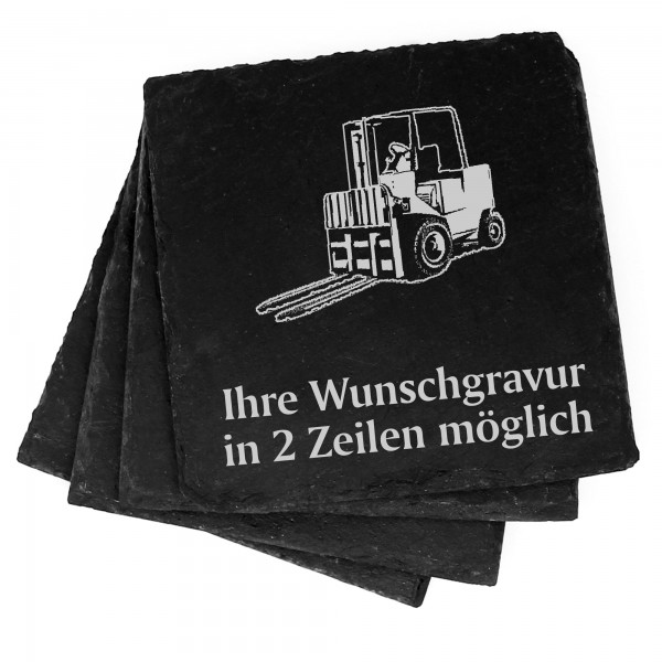 4x Gabelstabler Deko Schiefer Untersetzer Wunschgravur Set - 11 x 11 cm