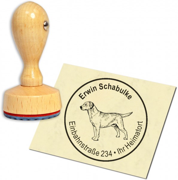 Stempel Adressstempel Holzstempel - heller Labrador Retriever - rund 40mm