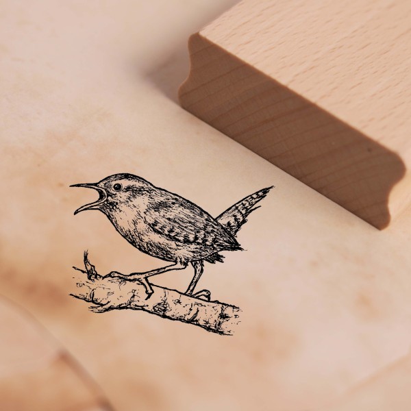 Motivstempel Zaunkönig - Vogel Stempel Holzstempel 48 x 38 mm