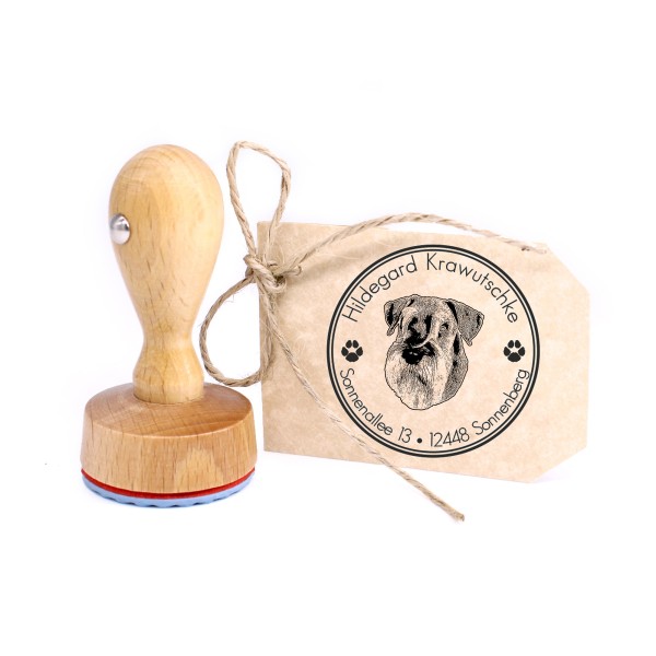 Stempel personalisiert Riesenschnauzer Hund Hunde rund 40mm Adressstempel Holzstempel