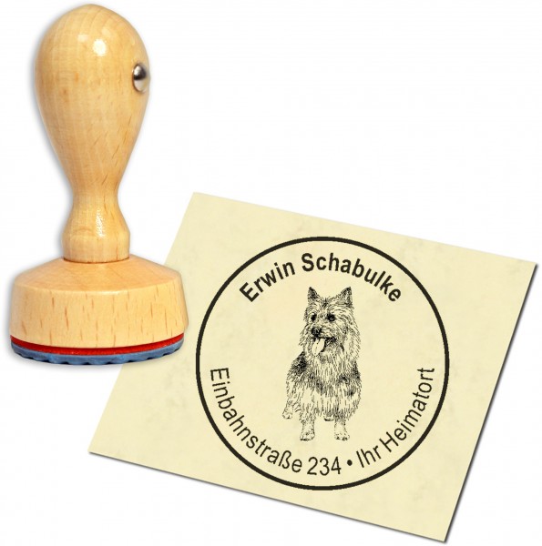 Stempel Adressstempel Holzstempel - Australian Terrier - rund 40mm