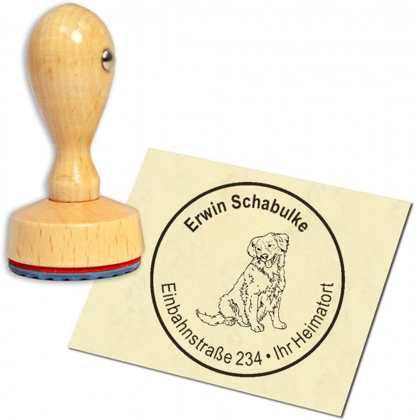 Stempel Adressstempel Holzstempel - Nova Scotia Duck Tolling Retriever - rund 40mm