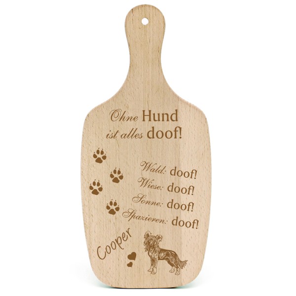 Deko Hundeschild Geschenk Hund Chinesischer Schopfhund -...alles Doof-