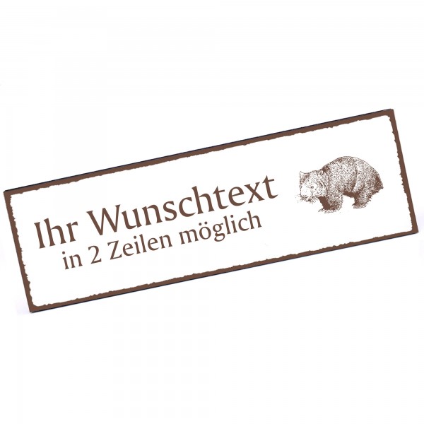 Türschild Wombat Namensschild personalisiert mit Gravur - 150mm x 50mm - selbstklebend