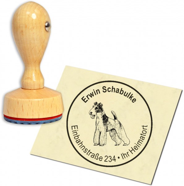 Stempel Adressstempel Holzstempel - Jack Russel Foxterrier - rund 40mm