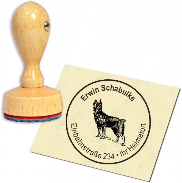 Stempel Adressstempel Holzstempel - Bouvier - rund 40mm