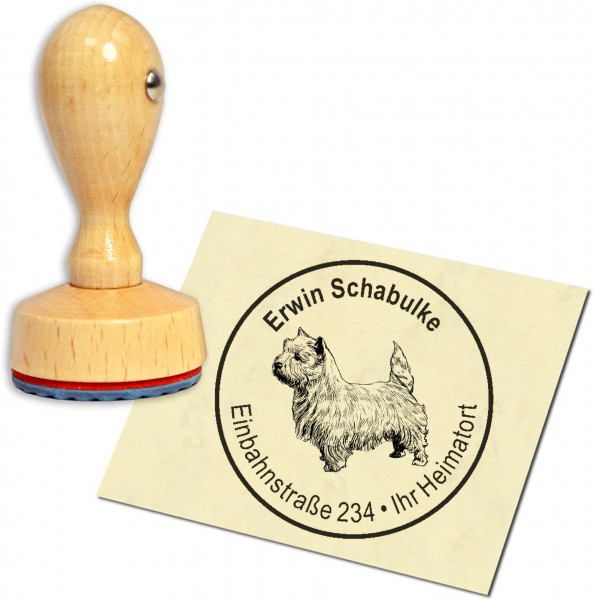 Stempel Adressstempel Holzstempel - West Highland White Terrier - rund 40mm