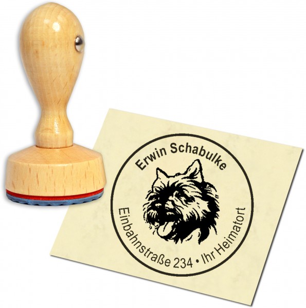 Stempel Adressstempel Holzstempel - Cairn Terrier - rund 40mm