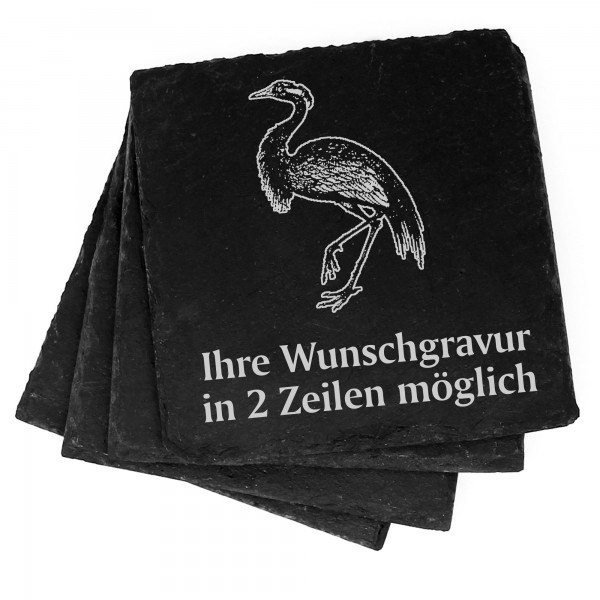 4x Kormoran Deko Schiefer Untersetzer Wunschgravur Set - 11 x 11 cm