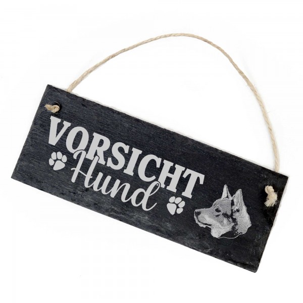 Vorsicht Hund Jämthund Schild Schiefer 22x8cm Achtung Warnschild