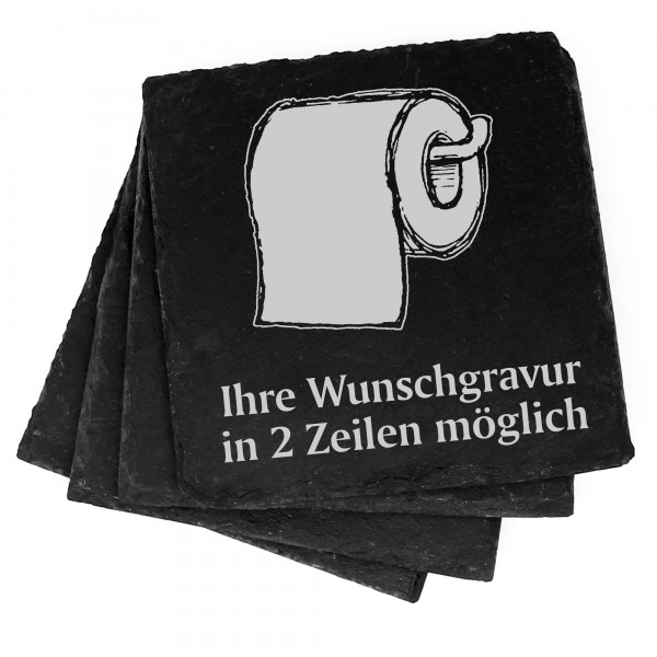 4x Klopapier Deko Schiefer Untersetzer Wunschgravur Set - 11 x 11 cm