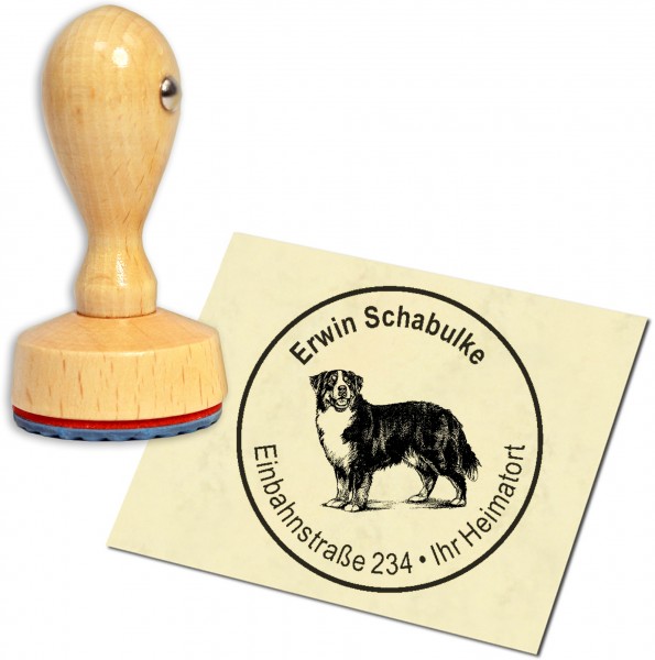 Stempel Adressstempel Holzstempel - Berner Sennenhund - rund 40mm