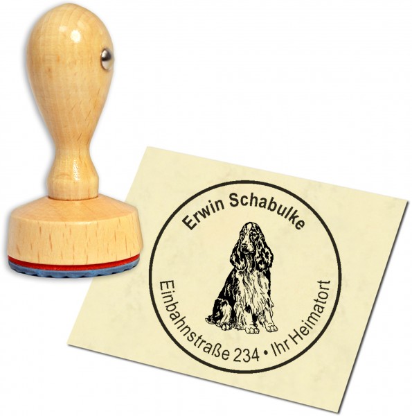 Stempel Adressstempel Holzstempel - English Springer Spaniel - rund 40mm