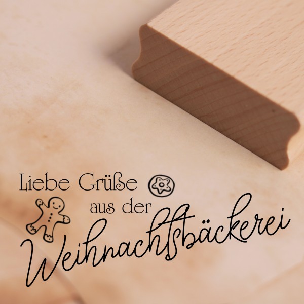 Motivstempel Liebe Grüße aus der Weihnachtsbäckerei Stempel Lebkuchenmann 98 x 41 mm