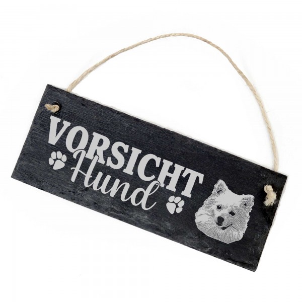 Vorsicht Hund Grossspitz Schild Schiefer 22x8cm Achtung Warnschild