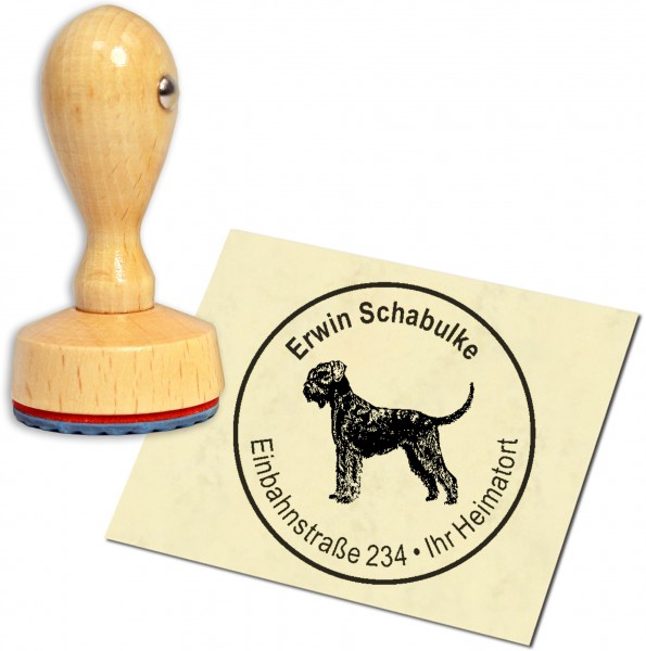 Stempel Adressstempel Holzstempel - Riesenschnauzer - rund 40mm