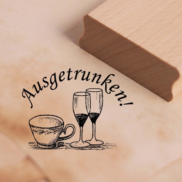 Motivstempel Ausgetrunken - Kaffee Gläser Stempel Holzstempel 38 x 28 mm