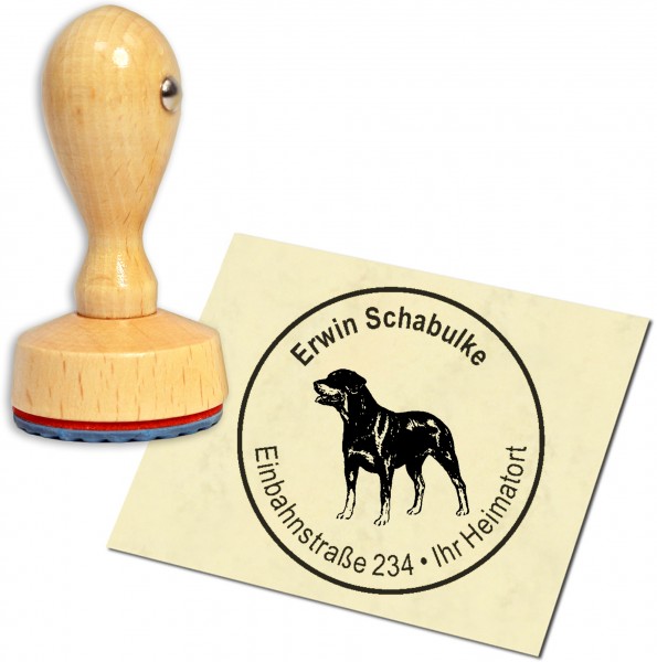 Stempel Adressstempel Holzstempel - Rottweiler - rund 40mm