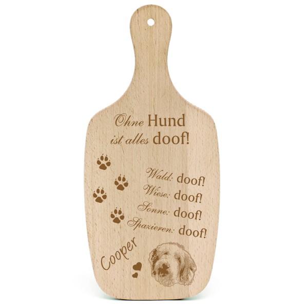 Deko Hundeschild Geschenk Hund Bobtail Kopf -...alles Doof-