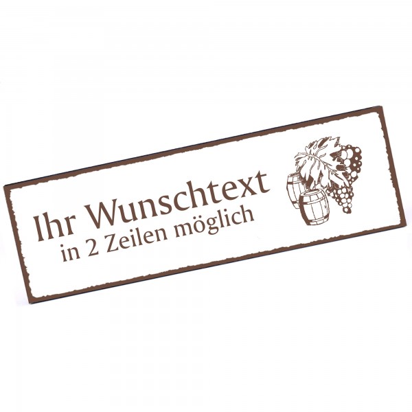 Türschild Weinrebe Namensschild personalisiert mit Gravur - 150mm x 50mm - selbstklebend