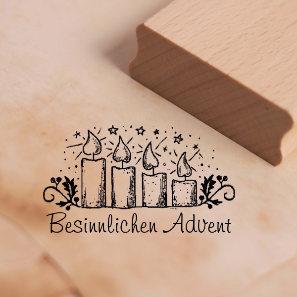 Motivstempel Besinnlichen Advent - 4 brennende Kerzen Stempel 48 x 27 mm