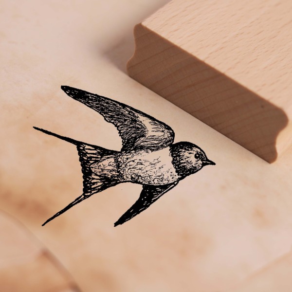 Motivstempel Fliegende Schwalbe - Stempel Holzstempel 38 x 28 mm