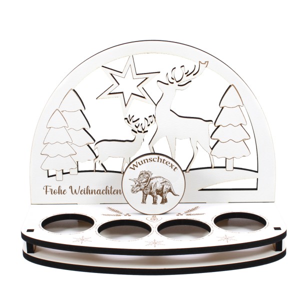 Deko Schwibbogen Dinosaurier Trizeratops Teelichthalter personalisiert Weihnachten Weihnachtsdekorat