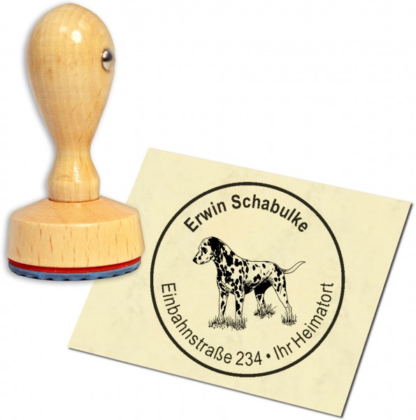 Stempel Adressstempel Holzstempel - Dalmatiner - rund 40mm