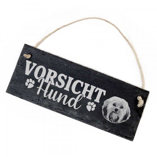 Vorsicht Hund Havaneser Schild Schiefer 22x8cm Achtung Warnschild