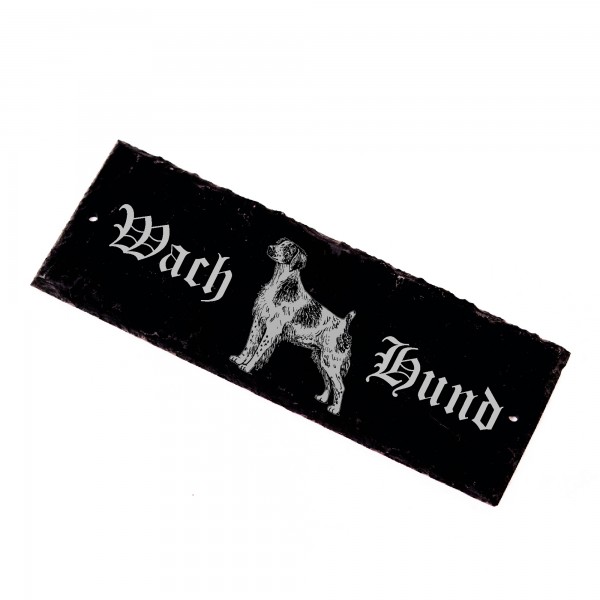 Wachhund Epagneul Breton Hundeschild Schild aus Schiefer - 22cm x 8cm