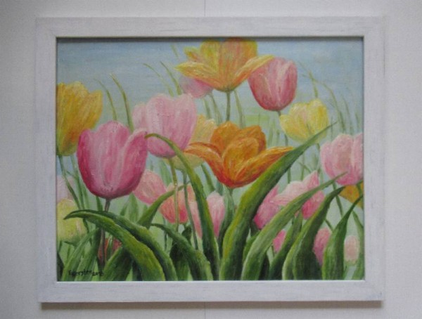 Ölgemälde Tulpen Frühling Blumen 50 x 40 cm - Landschaft Garten Natur Malerei - Unikat 47.18