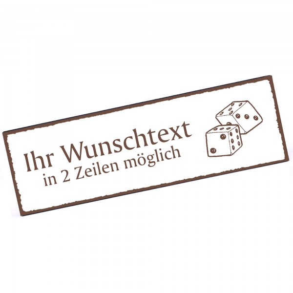 Türschild Würfel Namensschild personalisiert mit Gravur - 150mm x 50mm - selbstklebend