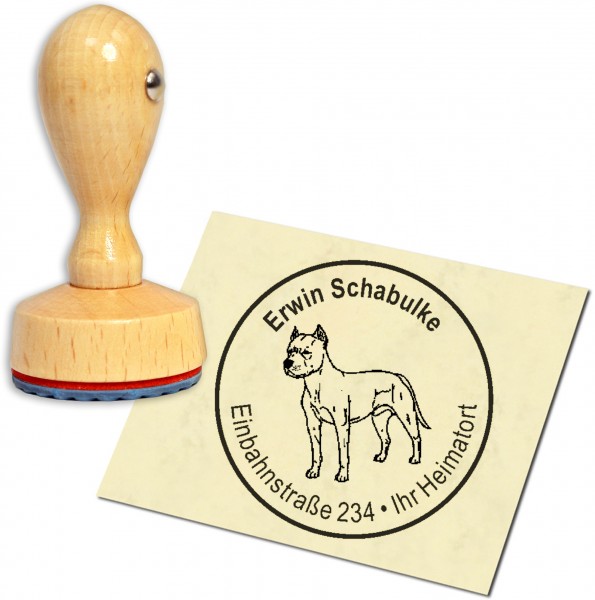 Stempel Adressstempel Holzstempel - American Staffordshire Terrier - rund 40mm