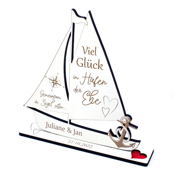 Geldgeschenk Hochzeit Schiff - Viel Glück im Hafen der Ehe Hochzeitspaar Geschenk für Brautpaare