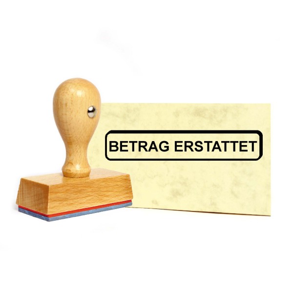 Stempel - Betrag Erstattet - Holzstempel 1 zeilig Bürostempel Buchhaltung Erstattung 49 x 9 mm