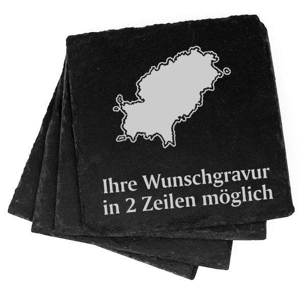 4x Insel Ibiza Deko Schiefer Untersetzer Wunschgravur Set - 11 x 11 cm