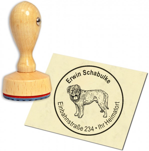 Stempel Adressstempel Holzstempel - Dougue De Bordeaux - rund 40mm