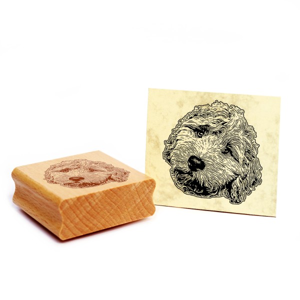 Motivstempel Golden Doodle Stempel Hund Holzstempel 47 x 48 mm