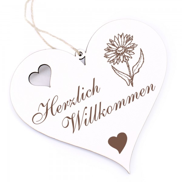 Herzlich Willkommen Schild - Ringelblume - Deko Herz Holz