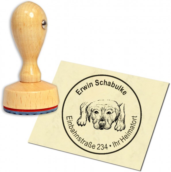 Stempel Adressstempel Holzstempel - Labrador Retriever - rund 40mm