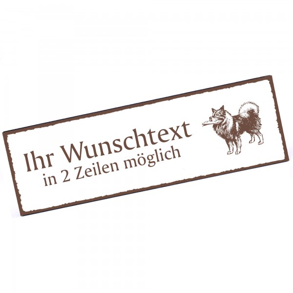 Türschild Wolfsspitz Namensschild personalisiert mit Gravur - 150mm x 50mm - selbstklebend